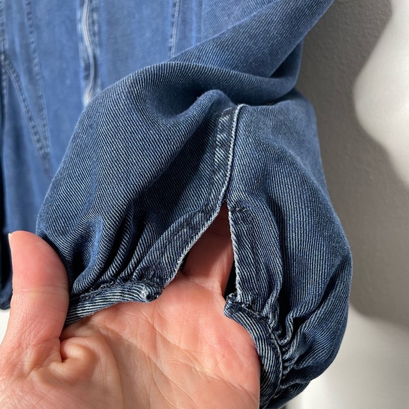 Amur | Emery Denim Ruffled Puff Sleeve Dress 6 - Picture 5 of 8